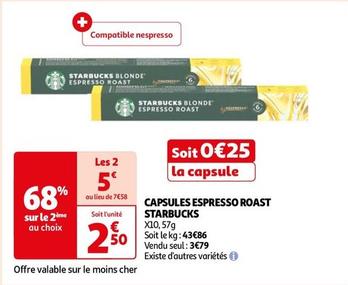 Starbucks - Capsules Espresso Roast  offre à 3,79€ sur Auchan Hypermarché