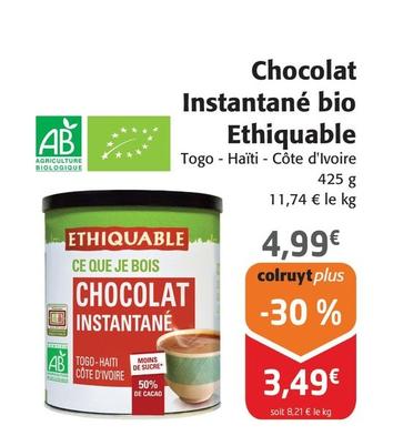 Ethiquable - Chocolat Instantané Bio offre à 4,99€ sur Colruyt