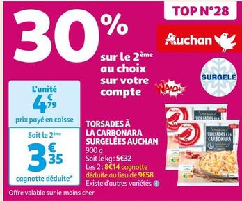 Auchan - Torsades A La Carbonara Surgelees offre à 4,79€ sur Auchan Hypermarché