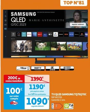 Samsung - Tv Qled TQ75Q70C offre à 1090€ sur Auchan Hypermarché