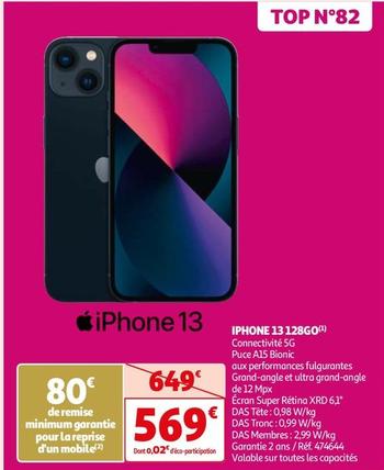 Apple - Iphone13 128go offre à 569€ sur Auchan Hypermarché