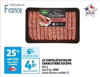 Socopa - 12 Chipolatas Facon Charcutiere offre à 4,87€ sur Auchan Hypermarché