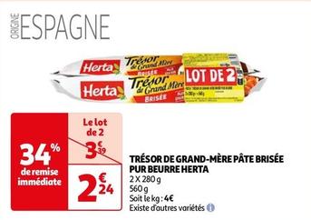 Herta - Tresor De Grand-Mere Pate Brisee Pur Beurre offre à 2,24€ sur Auchan Hypermarché