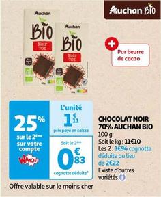 Auchan - Chocolat Noir 70% Bio offre à 1,11€ sur Auchan Hypermarché