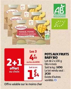 Baby Bio - Pots Aux Fruits  offre à 1,54€ sur Auchan Hypermarché