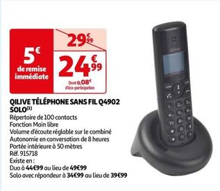 Qilive - Téléphone Sans Fil Q4902 Solo offre à 24,99€ sur Auchan Hypermarché