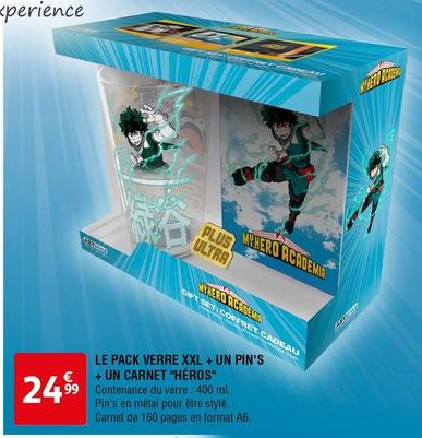 Le Pack Verre Xxl + Un Pin's + Un Carnet "héros" offre à 24,99€ sur Auchan Hypermarché