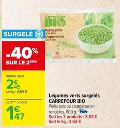 Carrefour - Légumes Verts Surgelés Bio offre à 2,45€ sur Carrefour