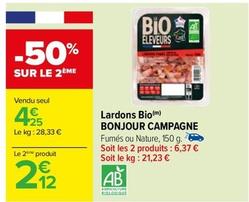 Bonjour Campagne - Lardons Bio offre à 4,25€ sur Carrefour