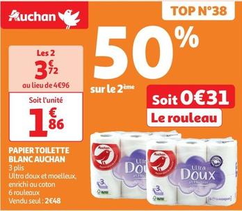 Auchan - Papier Toilette Blanc offre à 1,86€ sur Auchan Supermarché