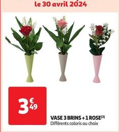Vase 3 Brins +1 Rose