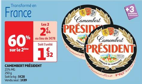 Président - Camembert offre à 1,32€ sur Auchan Supermarché