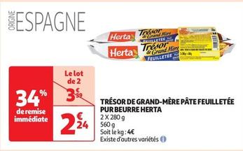 Herta - Tresor De Grand-Mere Pâte Feuilletée Pur Beurre  offre à 2,24€ sur Auchan Supermarché