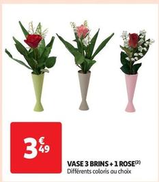 Vase 3 Brins + 1 Rose
