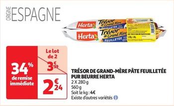 Herta - Trésor De Grand-Mère Pâte Feuilletée Pur Beurre offre à 2,24€ sur Auchan Supermarché