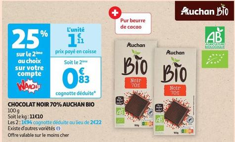 Auchan Bio - Chocolat Noir 70% 