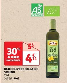 Soleou - Huile D'olive Colza Bio  offre à 4,11€ sur Auchan Supermarché