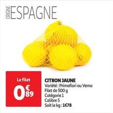Citron Jaune offre à 0,89€ sur Auchan Hypermarché
