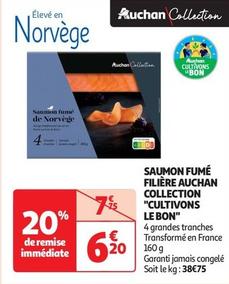 auchan - saumon fumé filière collection "cultivons le bon"