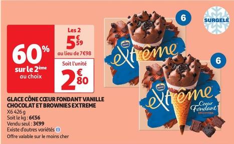 Nestlé - Glace Cône Cœur Fondant Vanille Chocolat Et Brownies Extreme offre à 2,8€ sur Auchan Supermarché