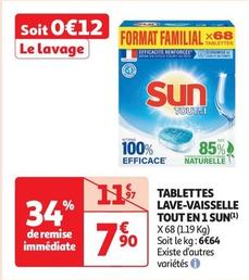 Sun - Tablettes Lave-vaisselle Tout En 1 offre à 7,9€ sur Auchan Supermarché