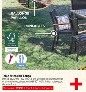 Table Extensible Louga offre à 269,9€ sur Carrefour