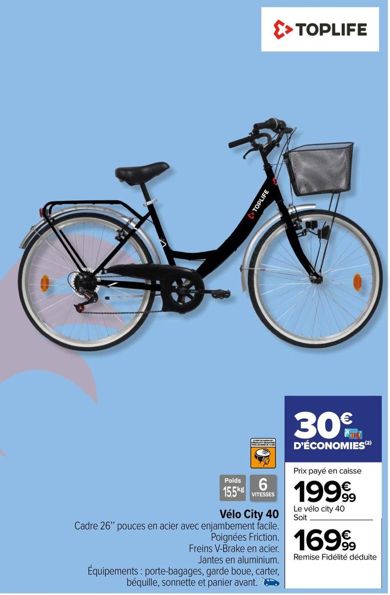 Toplife - Vélo City 40 offre à 199,99€ sur Carrefour Market