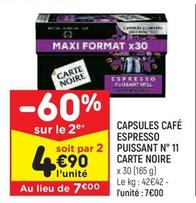 Carte Noire - Capsules Café Espresso Puissant offre à 7€ sur Leader Price
