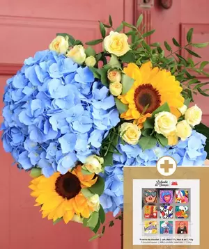 Bouquet Porquerolles et son coffret de 9 carrés de chocolat offre à 39,99€ sur Monceau Fleurs