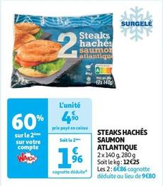 Steaks Hachés Saumon Atlantique offre à 4,9€ sur Auchan Supermarché