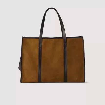 Sac cabas en cuir suédé offre à 425€ sur Sandro