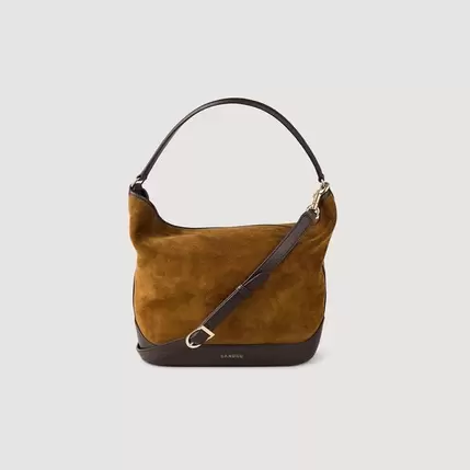 Sac seau TANGOSO en suède et cuir offre à 385€ sur Sandro