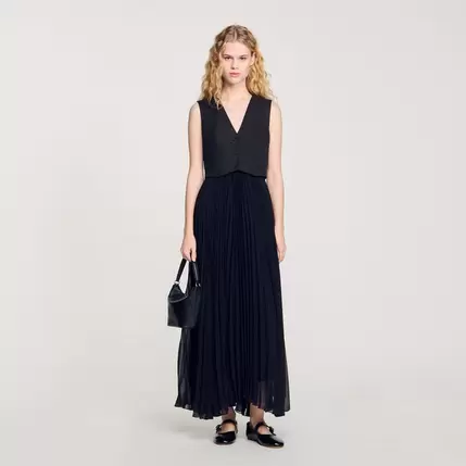 Robe longue plissée offre à 365€ sur Sandro