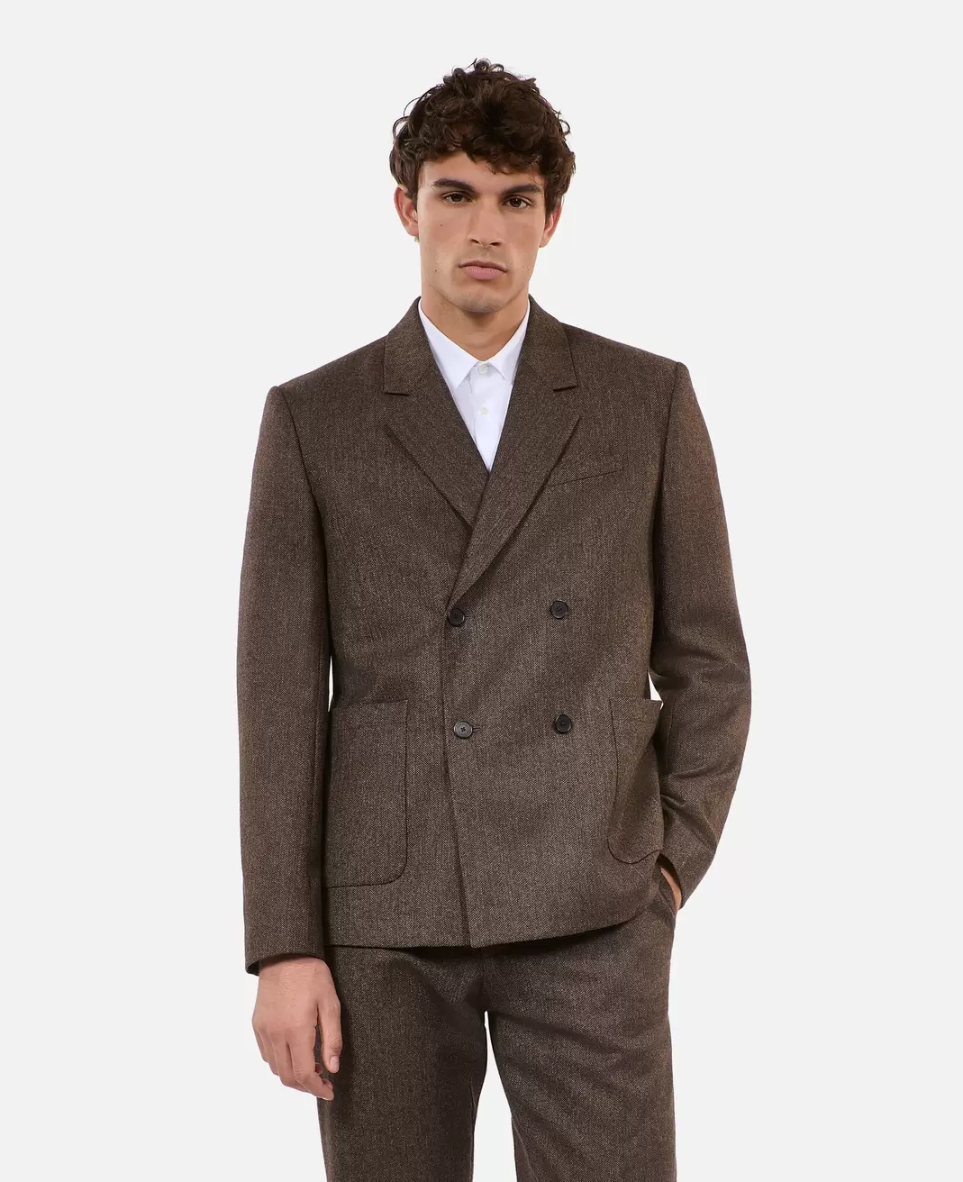 Veste de costume marron en laine offre à 339€ sur The Kooples