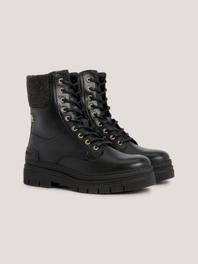 Bottines en cuir à col en feutrine et lacets offre à 94€ sur Tommy Hilfiger