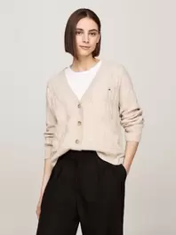 Cardigan oversize en pure laine à col en V offre à 169,9€ sur Tommy Hilfiger