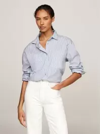 Chemise oversize rayée à poche plaquée offre à 149,9€ sur Tommy Hilfiger