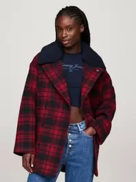 Caban tartan en laine offre à 299,9€ sur Tommy Hilfiger