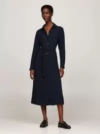 Robe chemise midi décontractée plissée offre à 199,9€ sur Tommy Hilfiger