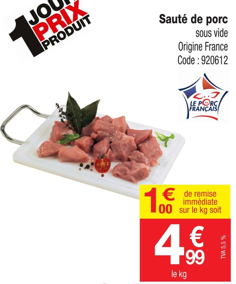 Sauté de porc offre à 4,99€ sur Promocash