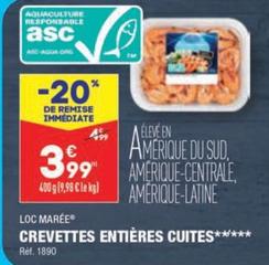 Crevettes cuites offre à 3,99€ sur Aldi