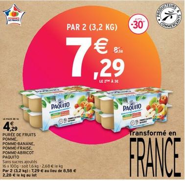 Paquito - Purée De Fruits Pomme, Pomme-Banane, Pomme-Fraise, Pomme-Abricot offre à 4,29€ sur Intermarché