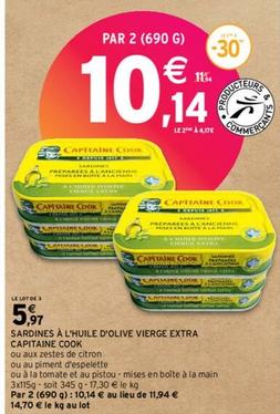 Capitaine Cook - Sardines À L'Huile D'Olive Vierge Extra offre à 5,97€ sur Intermarché