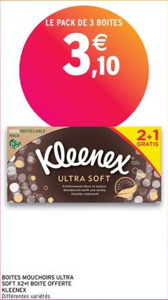 Kleenex - Boites Mouchoirs Ultra Soft X2+1 Boite Offerte offre à 3,1€ sur Intermarché