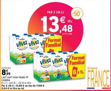 Candia - Lait UHT Viva 1% Mg FF offre à 8,99€ sur Intermarché