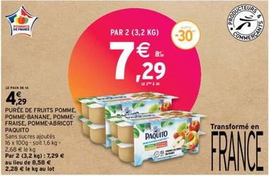 Paquito - Purée De Fruits Pomme offre à 4,29€ sur Intermarché