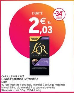 L'Or - Capsules De Café Lungo Profondo Intensité 8 offre à 2,03€ sur Intermarché