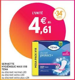 Tena - Serviette Hygiénique Maxi offre à 4,61€ sur Intermarché