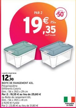 Boite De Rangement 43l offre à 12,9€ sur Intermarché