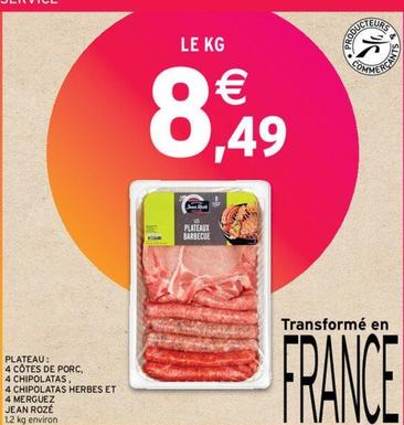 Plateau: 4 Côtes De Porc offre à 8,49€ sur Intermarché